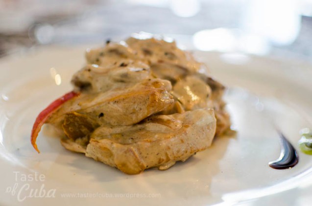Fajitas beef in cream sauce and mushrooms / Fajitas de res en salsa de crema de leche y champiñones